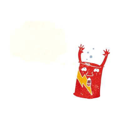 Düşünce baloncuklu çizgi film soda kutusu karakteri