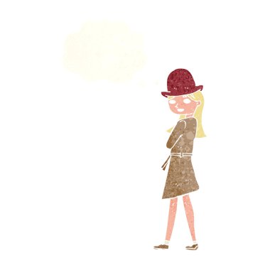 Düşünce baloncuğu olan kadın casus.