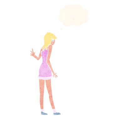 düşünce balonu ile sallayarak çizgi film kadın