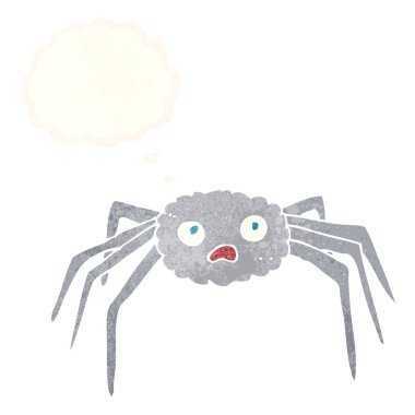 Düşünce baloncuklu çizgi film örümceği