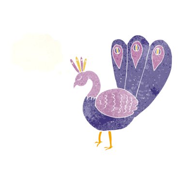 Düşünce baloncuklu çizgi film tavus kuşu