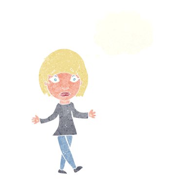 Karikatür, düşünce balonlu kadını şaşırttı.