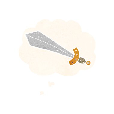 Düşünce baloncuklu çizgi film kılıcı