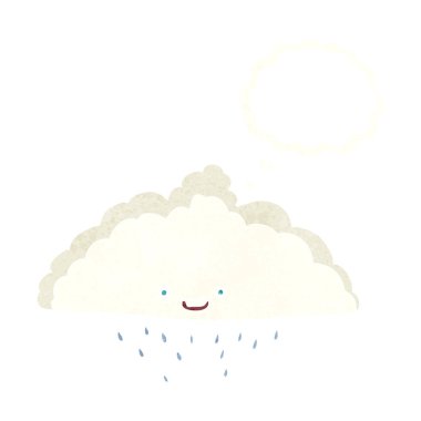 Düşünce baloncuklu çizgi film yağmur bulutu