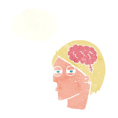 Çizgi film adamı düşünce baloncuğuyla dikkatlice düşünüyor.