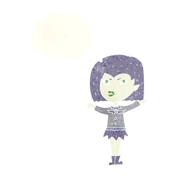 Chica vampiro de dibujos animados con burbuja de pensamiento — Archivo Imágenes Vectoriales