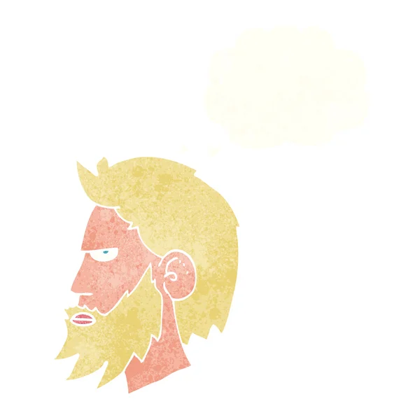 Uomo cartone animato con barba con bolla di pensiero — Vettoriale Stock