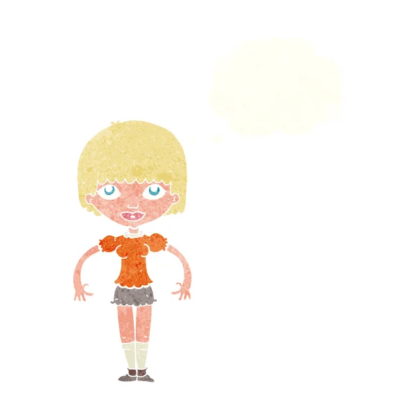 Cartoon-Mädchen mit Gedankenblase — Stockvektor