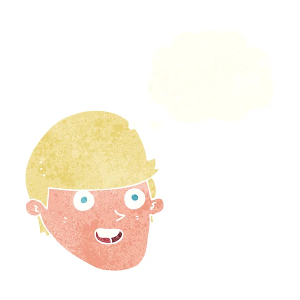 Dessin animé homme avec gros menton avec bulle de pensée — Image vectorielle