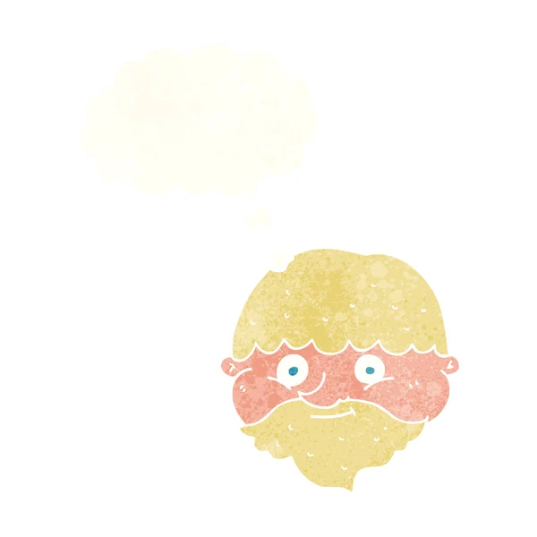 Καρτούν γενειοφόρος άνθρωπος με φούσκα σκέψης — Διανυσματικό Αρχείο