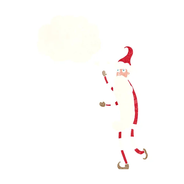 Kreslené hubené Santa s myšlenkovou bublinou — Stockový vektor