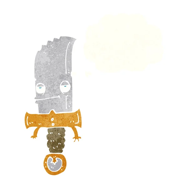 Messer Cartoon-Figur mit Gedankenblase — Stockvektor