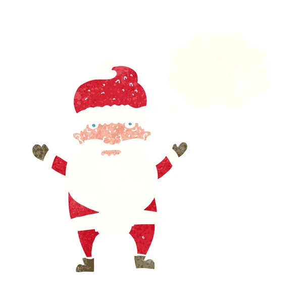 Desenho animado mal-humorado santa com bolha pensamento — Vetor de Stock