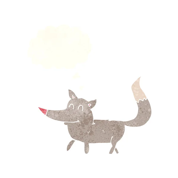 Pequeno lobo dos desenhos animados com bolha de pensamento — Vetor de Stock