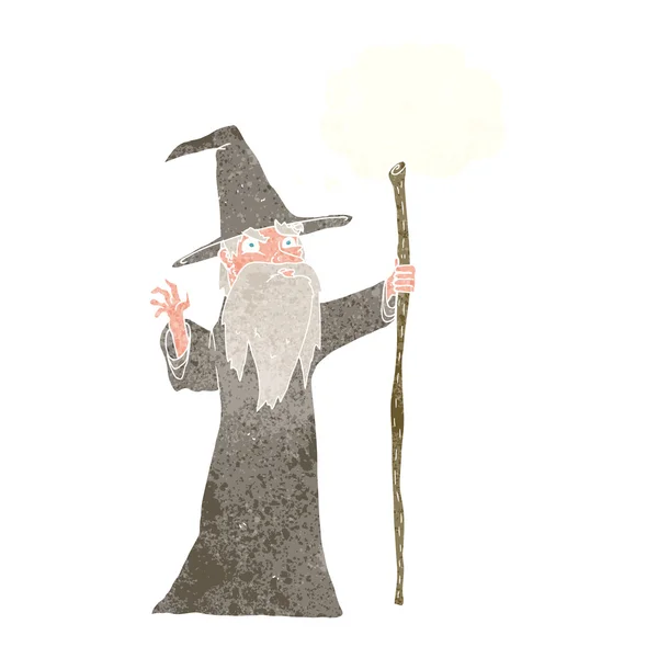 Мультфильм старого волшебника с мыльным пузырем — стоковый вектор