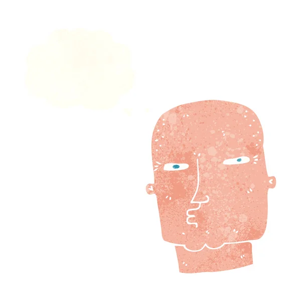 Καρτούν φαλακρός σκληρός τύπος με φούσκα σκέψης — Διανυσματικό Αρχείο