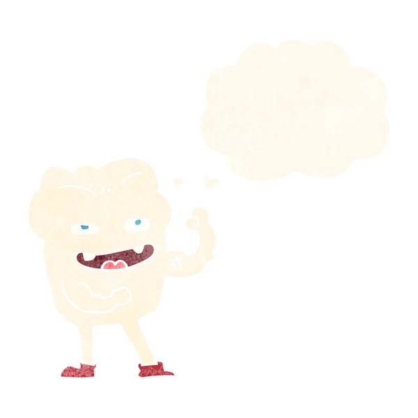 Cartoon starker gesunder Zahn mit Gedankenblase — Stockvektor