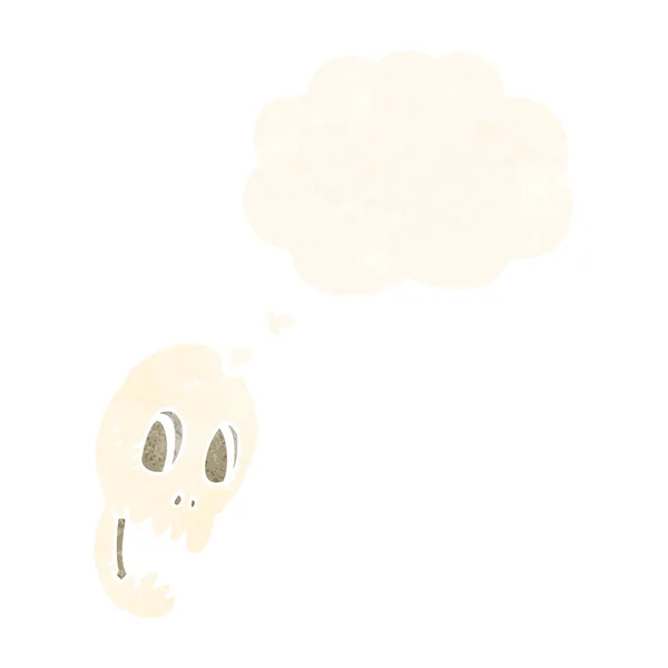 Drôle de crâne de dessin animé avec bulle de pensée — Image vectorielle