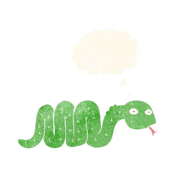 Divertida serpiente de dibujos animados con burbuja de pensamiento — Vector de stock