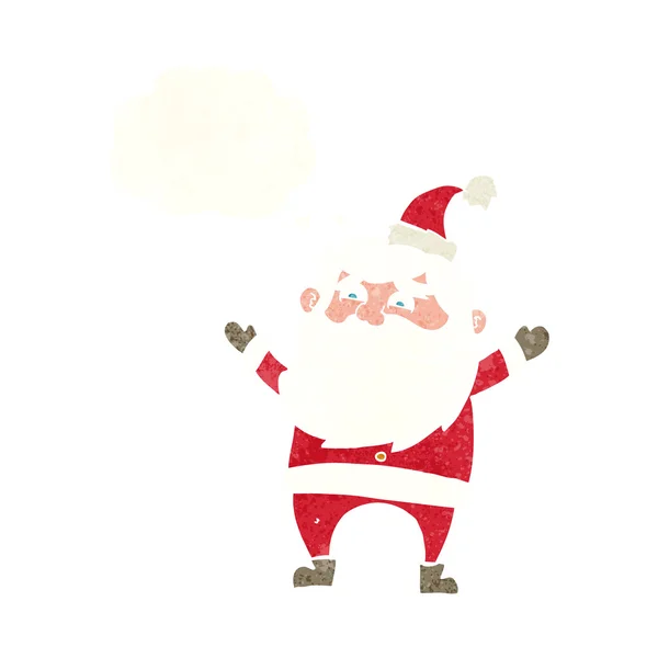 Cartoon glücklicher Weihnachtsmann mit Gedankenblase — Stockvektor