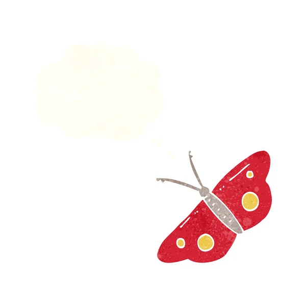 Símbolo de mariposa de dibujos animados con burbuja de pensamiento — Vector de stock