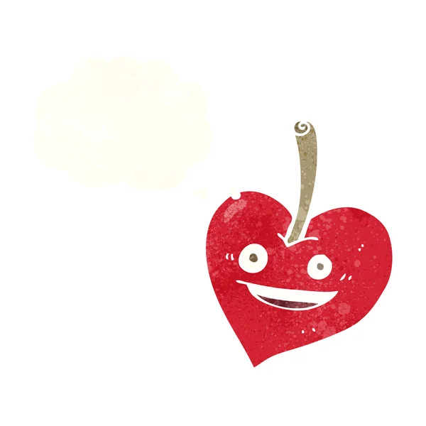 Dibujos animados amor corazón manzana con burbuja de pensamiento — Archivo Imágenes Vectoriales