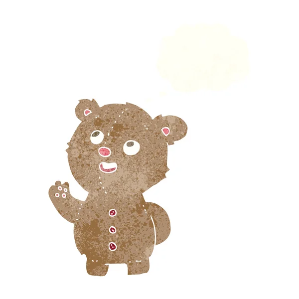Мультяшний милий плюшевий ведмідь з думкою бульбашкою — стоковий вектор