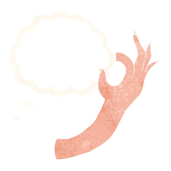Мультяшный символ руки с мыслепузырём — стоковый вектор