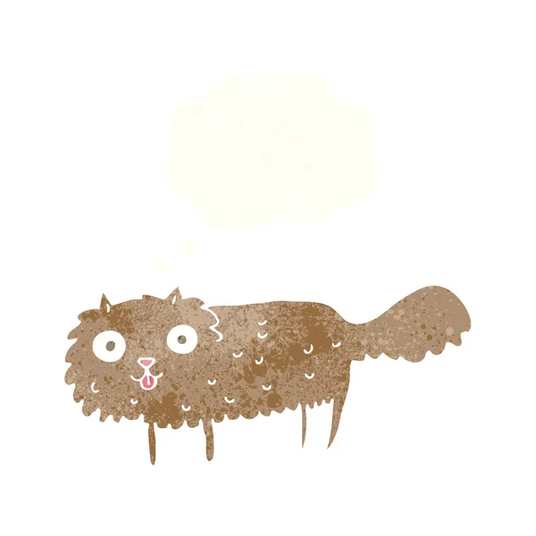 Dessin animé chat poilu avec bulle de pensée — Image vectorielle