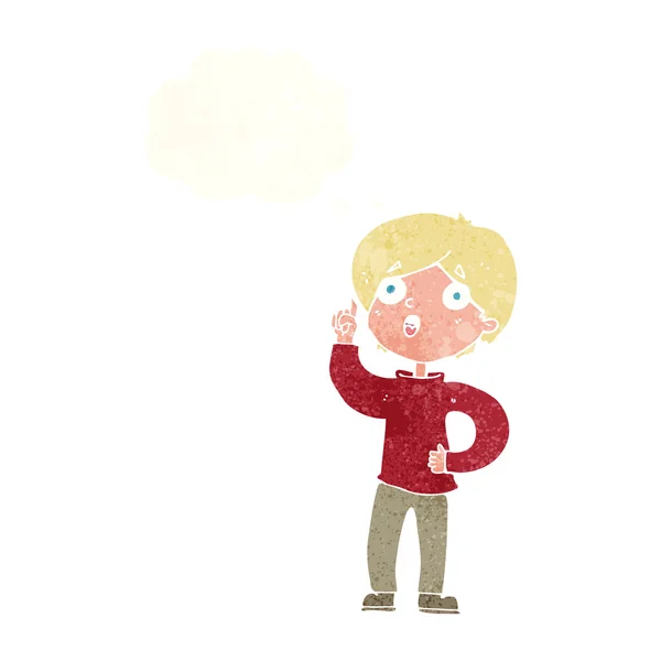 Ötlet-gondolat buborék fiú rajzfilm — Stock Vector