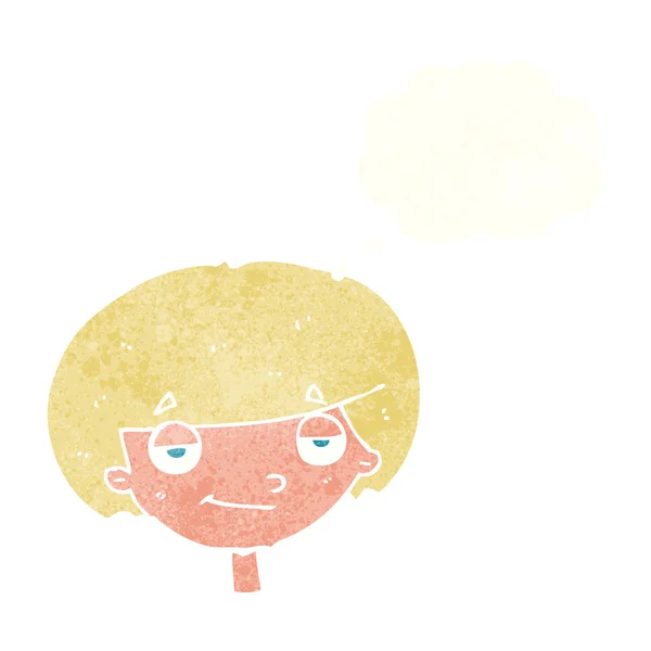 Καρτούν αυτάρεσκο αγόρι με φούσκα σκέψης — Διανυσματικό Αρχείο