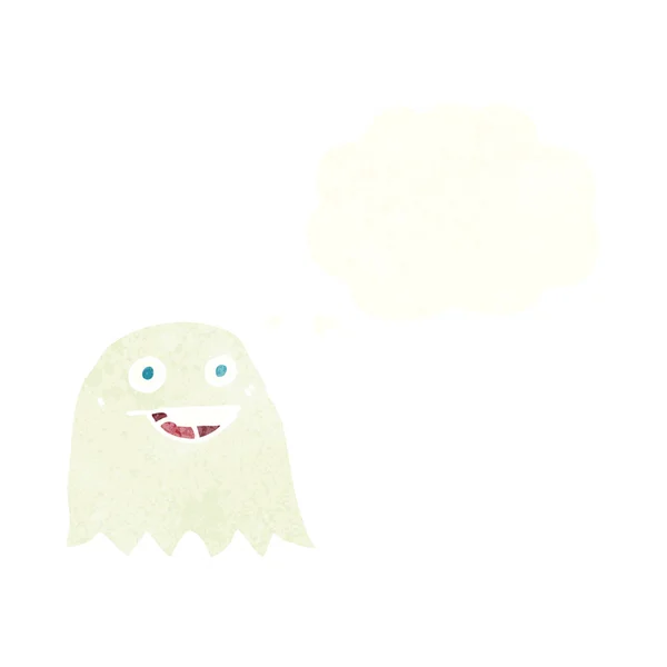 Fantasma de dibujos animados con burbuja de pensamiento — Vector de stock