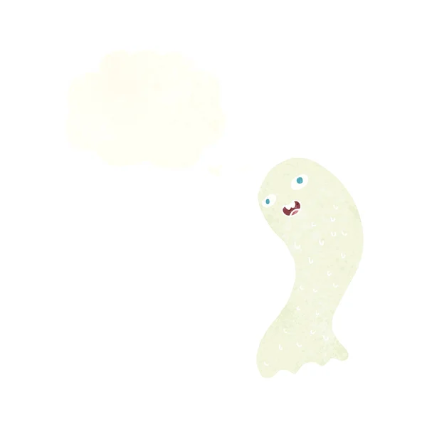 Divertido fantasma de dibujos animados con burbuja de pensamiento — Vector de stock