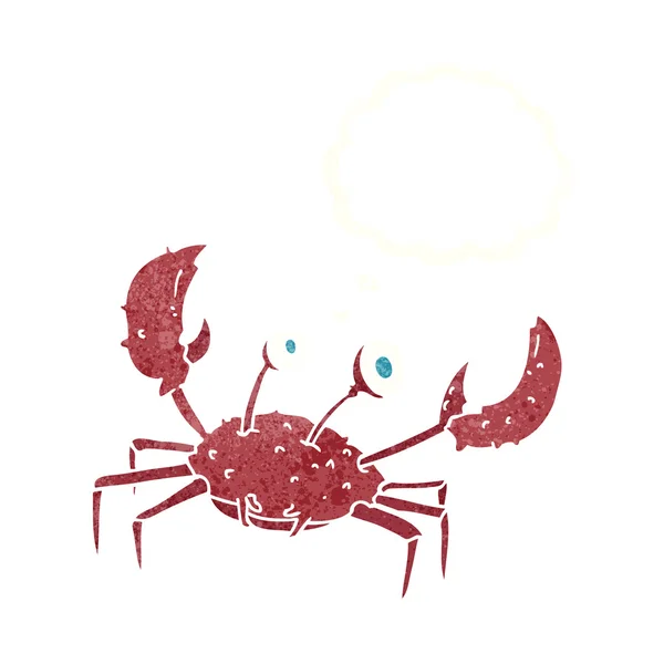 Crabe dessin animé avec bulle de pensée — Image vectorielle