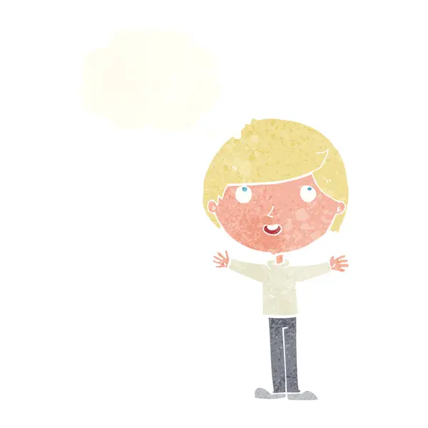 Мультяшный счастливый мальчик с мыльным пузырем — стоковый вектор