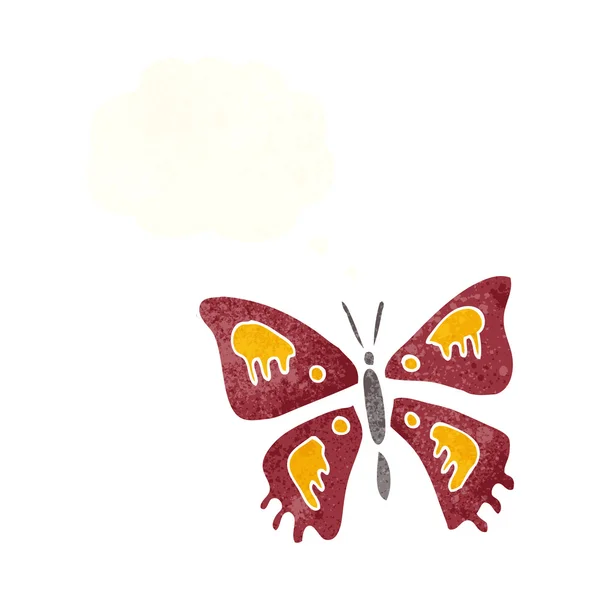 Cartoon-Schmetterling mit Gedankenblase — Stockvektor