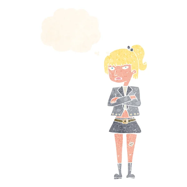 Desene animate fată rece cu bule de gândire — Vector de stoc