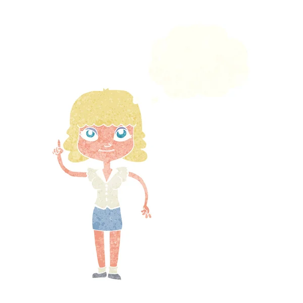 Cartoon Frau mit Idee mit Gedankenblase — Stockvektor