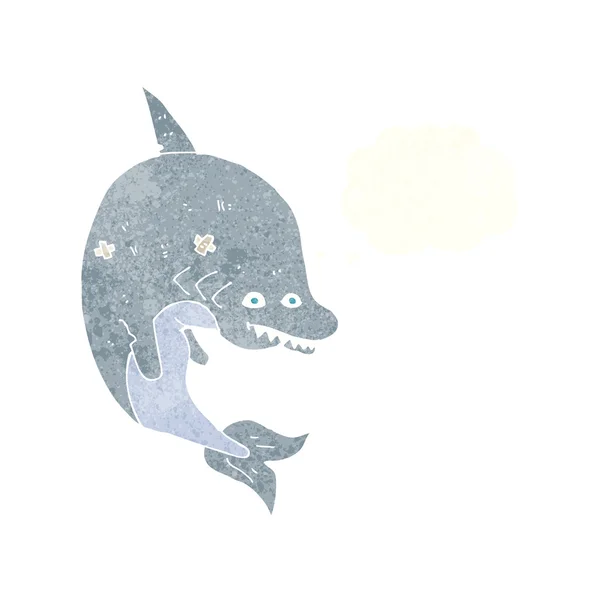 有思想泡泡的卡通鲨 — 图库矢量图片