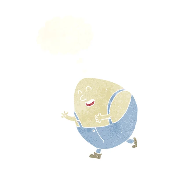 Dessin animé humpty poubelle oeuf personnage avec bulle de pensée — Image vectorielle