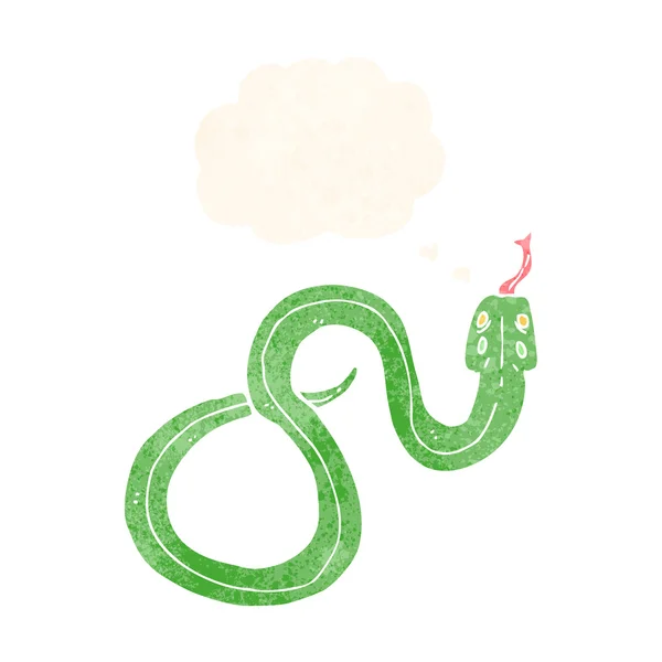 Serpiente de dibujos animados con burbuja de pensamiento — Vector de stock