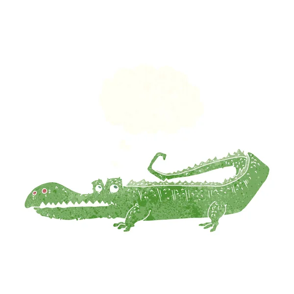Crocodile dessin animé avec bulle de pensée — Image vectorielle