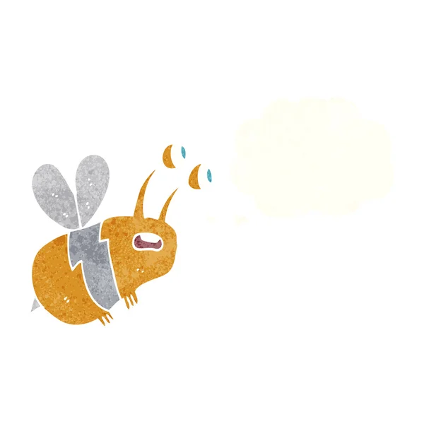 Dibujos animados abeja asustada con burbuja de pensamiento — Archivo Imágenes Vectoriales