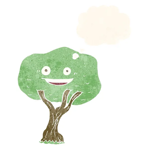 Cartoon-Baum mit Gedankenblase — Stockvektor