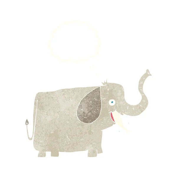 Karikatur glücklicher Elefant mit Gedankenblase — Stockvektor