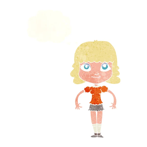 Cartoon-Mädchen mit Gedankenblase — Stockvektor