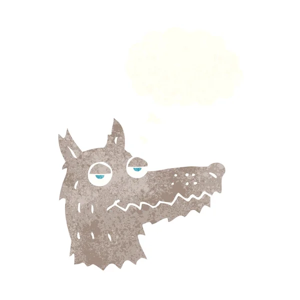 Głowa wilka kreskówki z bańki myślowej — Wektor stockowy