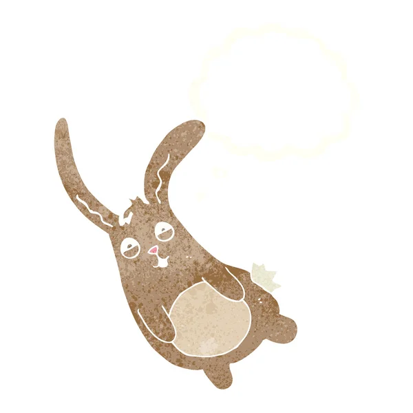 Divertente coniglio cartone animato con bolla di pensiero — Vettoriale Stock