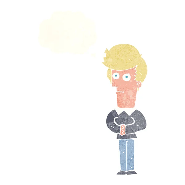 Hombre de dibujos animados mirando con burbuja de pensamiento — Archivo Imágenes Vectoriales
