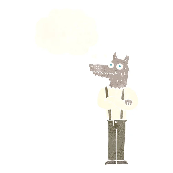 만화 재미 늑대 인간 생각 거품 — 스톡 벡터